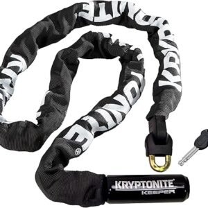 Kryptonite Keeper 712 Bike Chain Lock, 4 Feet Long Heavy Duty Anti-Theft Bicycle Chain Lock with Keys for Bike, Motorcycle, Scooter, Bicycle, Door, Gate, Fence,Black
