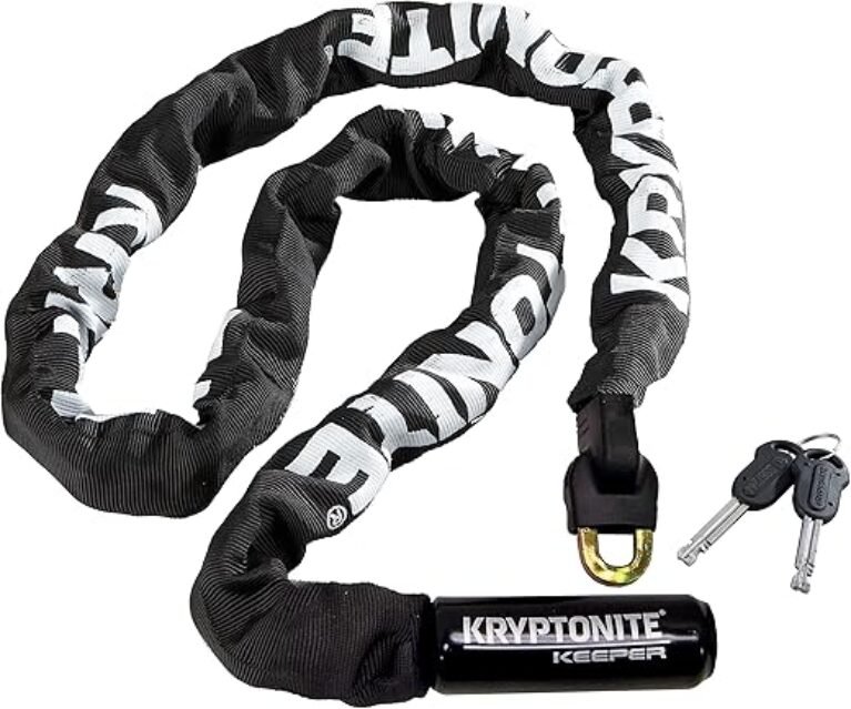 Kryptonite Keeper 712 Bike Chain Lock, 4 Feet Long Heavy Duty Anti-Theft Bicycle Chain Lock with Keys for Bike, Motorcycle, Scooter, Bicycle, Door, Gate, Fence,Black
