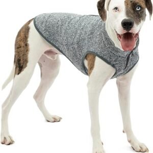 Kurgo Core Dog Sweater, Knit Dog Sweater with Fleece Lining, Cold Weather Pet Jacket, Zipper Opening for Harness, Adjustable Neck, Year-Round Sweater for Medium Dogs (Heather Black, Medium)