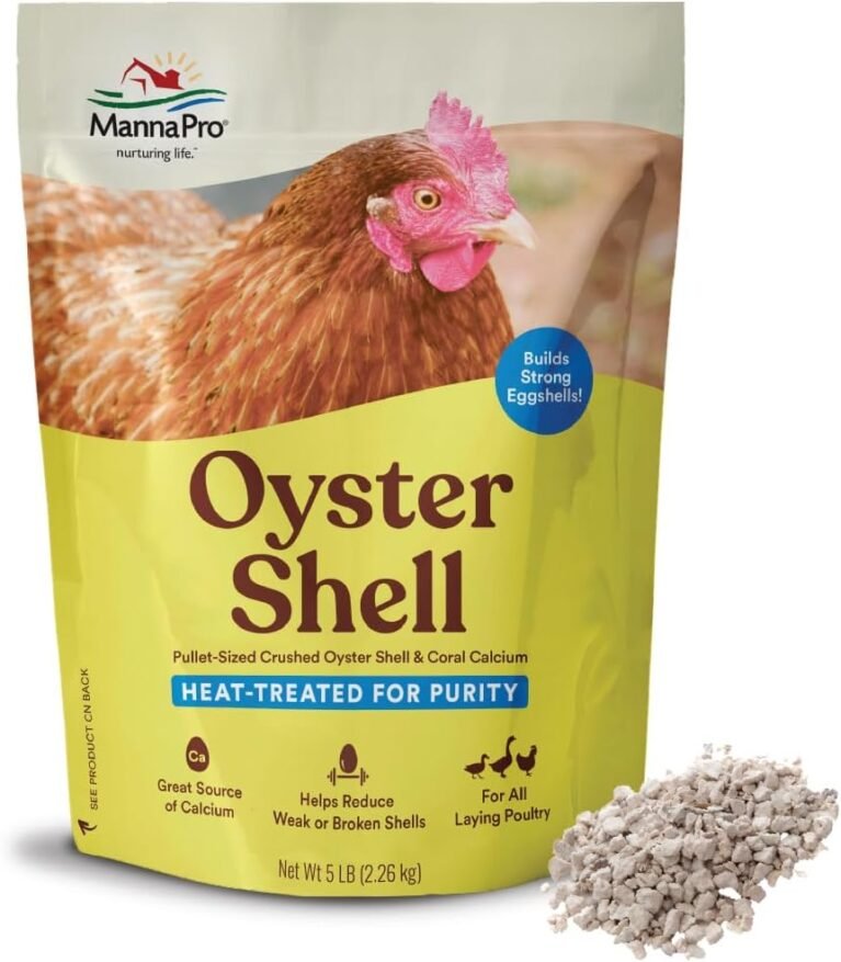 Manna Pro Crushed Oyster Shell for Chickens – Calcium Supplement for Laying Hens to Support Strong Eggshells – Natural Poultry Mineral Feed for Backyard Chickens – 5 lb Bag