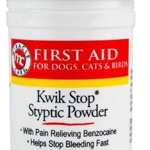 Miracle Care Kwik Stop Styptic Powder For Dogs, Cats and Birds, 0.5 Ounce, Fast Acting Blood Stop Powder with Pain Relieving Benzocaine