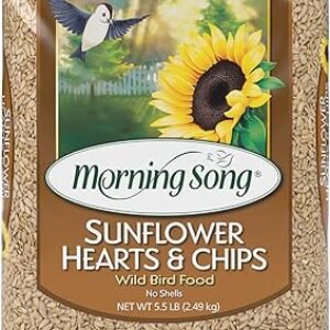 Morning Song Sunflower Hearts & Chips Wild Bird Food, No Mess Sunflower Seeds for Birds, 5.5-Pound Bag