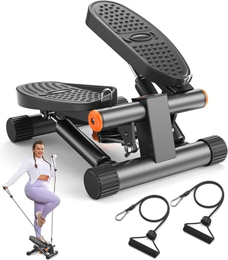 Niceday Steppers for Exercise, Mini Stair Stepper with Resistance Bands at Home Workout Equipment with 300LBS Loading Capacity, Hydraulic Fitness Stepper with LCD Monitor