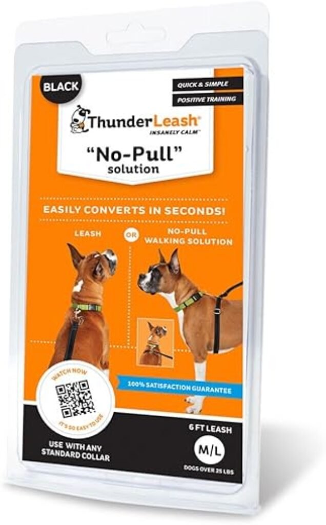 No-Pull Dog Leash (Large (Over 25 lbs), Black)