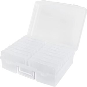 novelinks Transparent 4" x 6" Photo Cases and Clear Craft Keeper with Handle - 16 Inner Cases Plastic Storage Container Box (Clear)