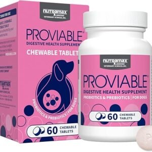 Nutramax Proviable Probiotics for Dogs, Daily Digestive Health Supplement with Multiple Strains of Bacteria, Dog Probiotics Plus Prebiotics, 60 Chewable Tablets