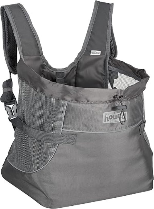 Outward Hound PupPak Dog Front Carrier, Medium, Grey – Hands-Free Hiking & Camping Pet Backpack for Small Pets up to 20 lbs, Padded Straps, Breathable Mesh, Water-Resistant, Safety Clip