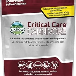 Oxbow Critical Care Carnivore, Made with Whole Egg & Dried Chicken, Assist Feeding Formula for Carnivores, Cat Supplements, Ferret Food Recovery, Small Animal Pet Products, Made in USA, 70 Gram Bag