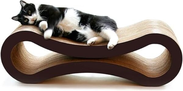 PetFusion Ultimate Cat Scratch Lounge, Cat Scratchers for Indoor Cats, Reversible & Durable, Made from Recycled Corrugated Cardboard, Walnut Brown
