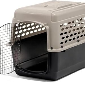 Petmate Vari Dog Kennel - Portable Dog Carriers & Crates for Medium Dogs, Airline-Friendly, Durable Plastic, Pet Carrier For Home and Travel, 32 Inches, Taupe and Black