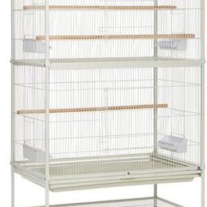 Prevue Pet Products Wrought Iron Flight Cage with Stand, Large Birdcage for Pets, Metal Cage Standing Birdcage, Chalk White