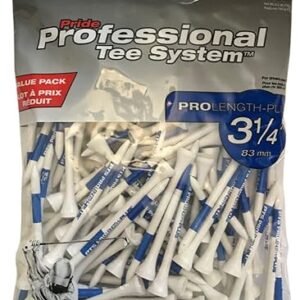 Pride PTS Wood Golf Tees - 135 Count, 3-1/4 Inch - 1 Brand on Tour - Best for Drivers & Woods - Improve Distance and Accuracy