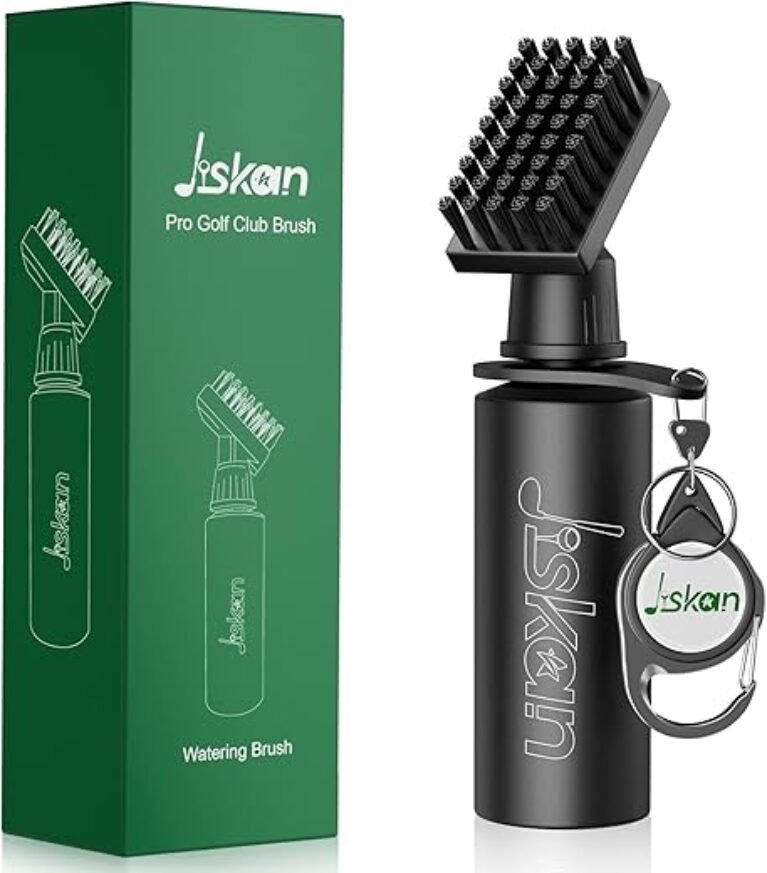 Pro Golf Club Brush Cleaner with Retainer Clip and Squeeze Water Bottle 7.5 Inches Holds 4 Ounces of Water, Essentials Golf Accessories for Men, Best Golf Gifts for Men