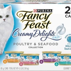 Purina Fancy Feast Wet Cat Food Variety Pack, Creamy Delights Poultry & Seafood Collection - (Pack of 24) 3 oz. Cans