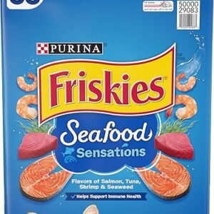 Purina Friskies Dry Cat Food Seafood Sensations With Salmon, Tuna, and Shrimp Flavors - 22 lb. Bag