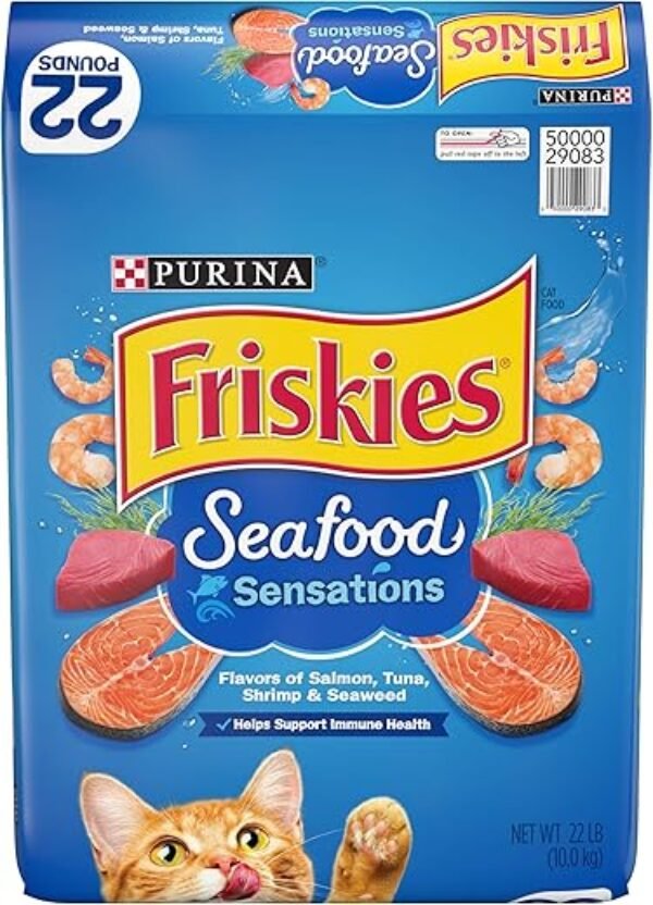 Purina Friskies Dry Cat Food Seafood Sensations With Salmon, Tuna, and Shrimp Flavors - 22 lb. Bag