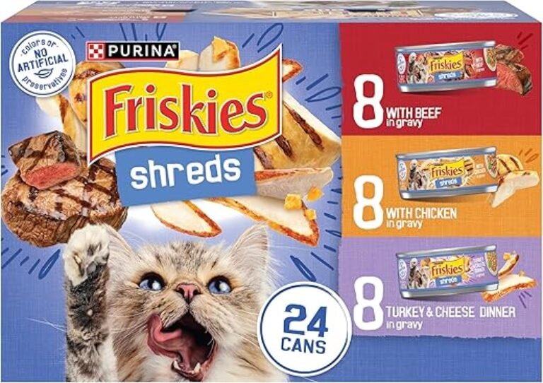Purina Friskies Gravy Wet Cat Food Variety Pack, Shreds With Beef, With Chicken, and Turkey and Cheese Dinner - (Pack of 24) 5.5 oz. Cans