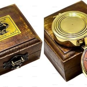 Sailor's Art Pocket Compass | Camping Travelling Equipment | Boat Brass Chain Compass with a Beautiful Quote| Nautical Navy Directional Compass | Table Top