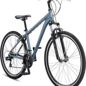 Schwinn Network 1 Hybrid Bike, 700c Mens and Womens Bike, 21-Speed Hybrid Bicycle, Aluminum Frame, Suspension Fork, Alloy Linear Pull Brakes, Adult Bicycle
