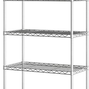 Seville Classics 5-Tier Wire Shelving with Wheels, 5-Tier, 30"" W x 14"" D (NEW MODEL), Chrome Plating, Plated Steel