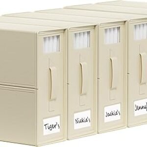 SheetCube Bed Sheet Organizers and Storage 6 Pack, Foldable Linen Closet Organizer with Window and Label, Bedding Folder Storage Box Container for Blanket, Duvet Cover Set, Bed Sheet Set - Beige
