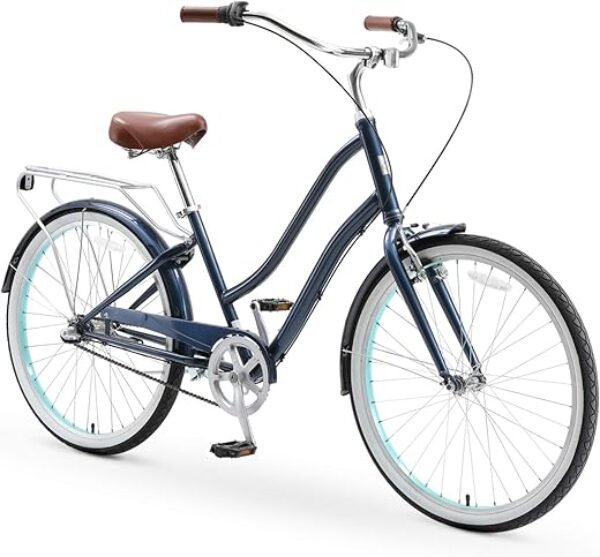sixthreezero EVRYjourney Women's Steel Beach Cruiser Bike, Step Through Hybrid Bicycle, 26 Inch Wheels, Multiple Speed Options and Colors