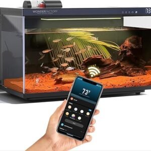 Smart Aquarium Fish Tank 5 Gallon Starter kit, Self Cleaning System Efficiency Filter 7 Color LED Lights Automatic Feeder Temperature Display Monitor HD UHA Glass Leak-Proof, Smart Control with Apps