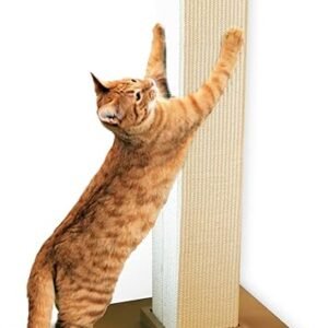 SmartCat Ultimate Scratching Post – Beige, Large 32 Inch Tower - Sisal Fiber, Simple Design - For All Cats