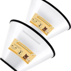 Soft Dog Cone Collar, 2 PCS (for Exact Size) Flexible Plastic Cone for Dogs After Surgery, Dog Recovery Collar, Adjustable E-Collar for Large/Medium/Small Dogs Cat, Comfy Elizabethan Collar (XXL)