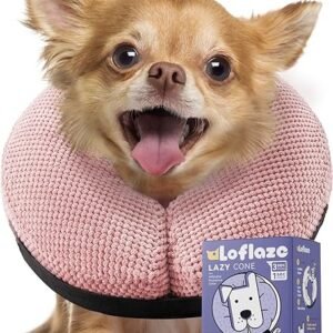 Soft Inflatable Dog Cone Collar for Small Medium Large Dogs - Neck Donut E Collar Alternative for Recovery After Surgery - Pink S