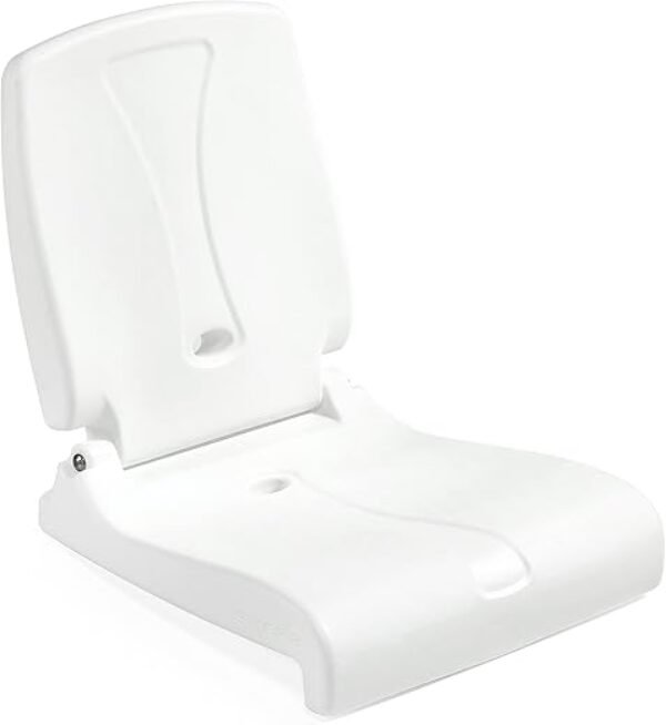 Step2 Folding Flip Seat, Lightweight Portable Outdoor Chair for Poolside, Camping, Beach, Boats, Tailgates, Durable Ground Chair with Back Support for Adults, White
