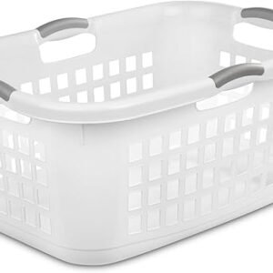 Sterilite 6 Pack Plastic Laundry Basket Clothes Hamper, 2 Bushel, Ultra, White