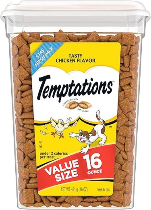 TEMPTATIONS Classic Crunchy and Soft Cat Treats Tasty Chicken Flavor, 16 Ounce (Pack of 1)