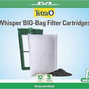 Tetra Whisper Bio-Bag Filter Cartridges for Aquariums, Medium Filter for Freshwater and Marine Fish, Removes Odors and Discoloration, Easy to Assemble, 12 Large Green Filters