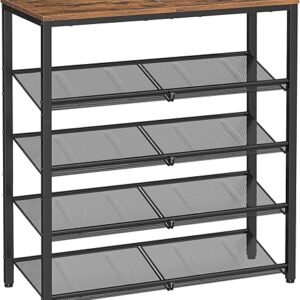 VASAGLE Shoe Rack for Entryway, 5-Tier Shoe Rack Organizer with Storage Shelves and Spacious Top, Freestanding, Adjustable, Industrial, Rustic Brown and Ink Black ULBS038B01