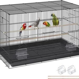 VEVOR 30 Inch Flight Bird Cage, Stackable Bird Cage Parakeet Cage with Slide-Out Tray and Handle, Small Parrots Birdcage for Cockatiels Budgies Conure Macaw Finch Lovebirds Canaries Pigeons