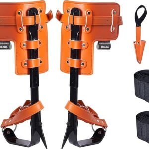 VEVOR Tree Climbing Spikes, 1 Pair Alloy Steel Climbing Spurs, 350lbs Load Capacity Tree Climbing Gear with Straps and Spike Protectors, for Climbers, Hunting, Fruit Picking
