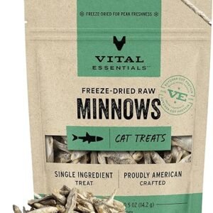 Vital Essentials Minnows Cat Treats, 0.5 oz | Freeze-Dried Raw | Single Ingredient | Grain Free, Gluten Free, Filler Free