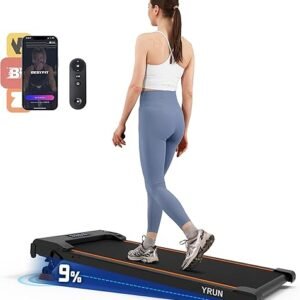 Walking Pad Under Desk Treadmill, 2.5HP Quiet Brushless Small Treadmill for Home and Office, Compact Portable Walking pad with Remote & App Control for Walking and Jogging