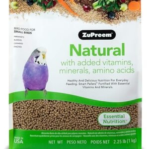 ZuPreem Natural Bird Food, Bird Feed Pellets for Parakeets, Budgies, Parrotlets, & Doves, ZuPreem Core Nutrition, Made in USA, Added Vitamins, Parakeet Food, Budgie Feed, (Small, 2.25 lb Bag)