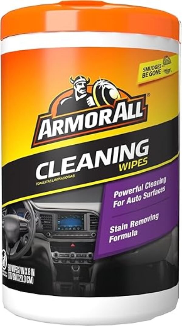 Armor All Car Cleaning Wipes - 90 Count, Safely Cleans Interior Surfaces, Removes Tough Dirt, Matte Finish, Disposable and Convenient