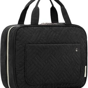 BAGSMART Large Toiletry Bag Travel Bag with Hanging Hook, Water-resistant Makeup Cosmetic Bag Travel Organizer for Accessories, Shampoo, Full Sized Container, Toiletries