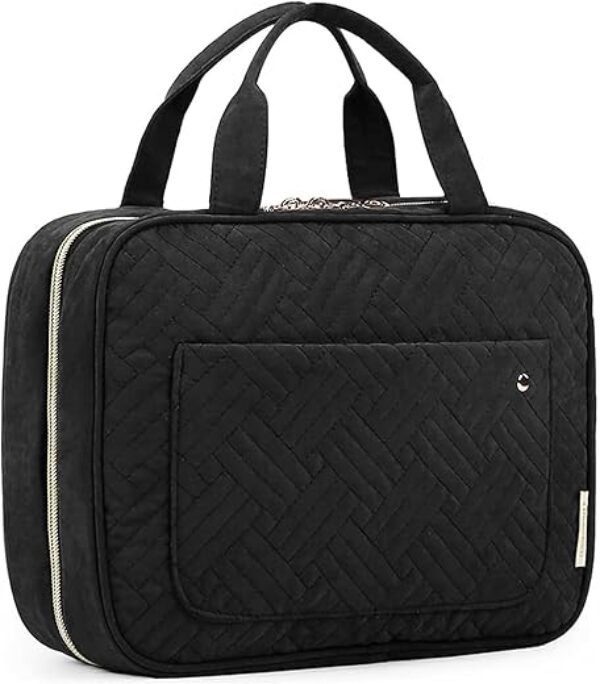 BAGSMART Large Toiletry Bag Travel Bag with Hanging Hook, Water-resistant Makeup Cosmetic Bag Travel Organizer for Accessories, Shampoo, Full Sized Container, Toiletries