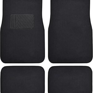 BDK Premium Black Carpet Floor Mats for Cars - Universal Fit Interior 4-Piece Car Mats Full Set with Vinyl Heel Pad Protector - Cute Car Accessories Interior Floor Covers for SUVs & Trucks