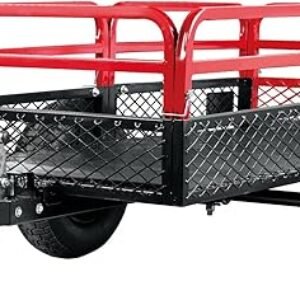 BIG RED Heavy Duty ATV Trailer Steel Dump Cart: Yard Garden Trailer for Lawn Mower, Tractor, Garden Waste - 1,500lbs, 15 cu.ft Capacity
