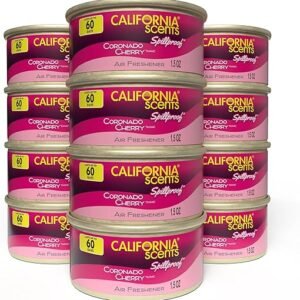 Can Air Freshener and Odor Neutralizer by California Scents, Set of 12 Spillproof Cans for Home and Car, Coronado Cherry, 1.5 Oz Each
