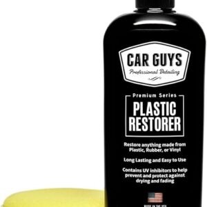 CAR GUYS Plastic Restorer | Bring Plastic, Rubber, and Vinyl Back to Life! | User Friendly Trim Restorer | Safe Auto Detailing Supplies | 8 Oz Kit with Foam Applicator