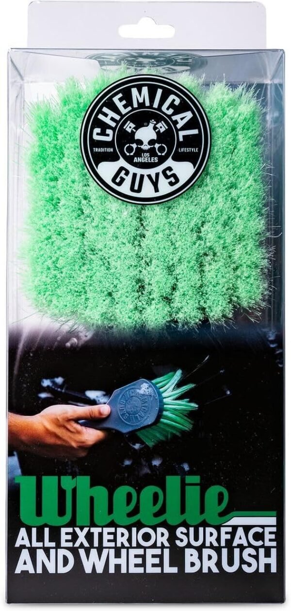 Chemical Guys ACCG08 Wheelie All Exterior Surface and Wheel Brush (Safe for Cars, Trucks, SUVs, RVs, Motorcycles, & More) Green