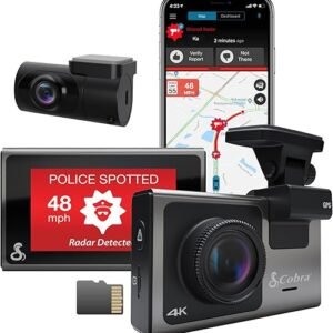 Cobra Smart Dash Cam + Rear Cam (SC 400D) – UHD 4K Resolution, Alexa Built-In, 3-Camera Capable, Live Police Alerts, Emergency Mayday, Drive Smarter App, 3" Touchscreen, Wi-Fi & GPS, 32GB SD Card Incl