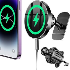 Coolpow for Magsafe Car Mount Charger【100% Stable】 15W Magsafe Car Charger Magnetic Phone Holders for Your Car Accessories for Women Men Car Phone Holder Wireless Car Charger for iPhone 16 Pro Max 15